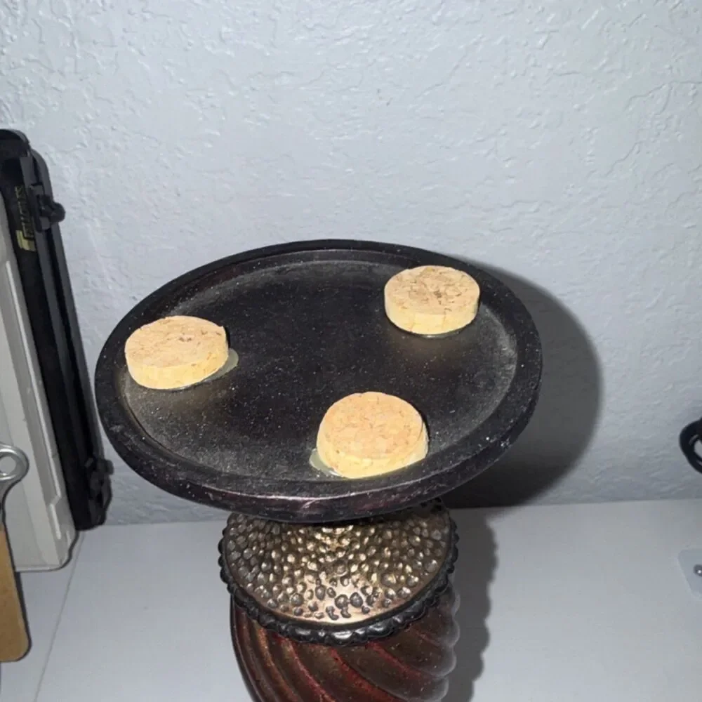 Swirl Pattern Traditional Candle Holder Bronze Gold Antique Finish Metal Resin